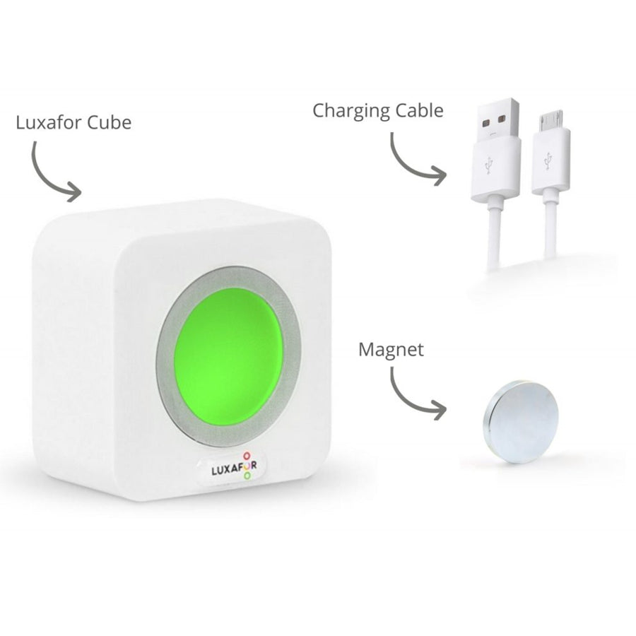 Luxafor Cube Busylight hvid lyser grønt med kabel magnet